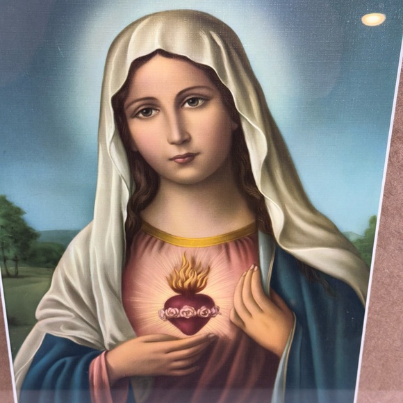 Immaculate Heart of Mary Framed Print/Painting??? 21”x17” Gold Tone Finish Frame - Picture 8 of 16